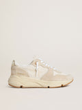 Women's Running Sole in canvas with beige star and platinum metallic leather heel tab