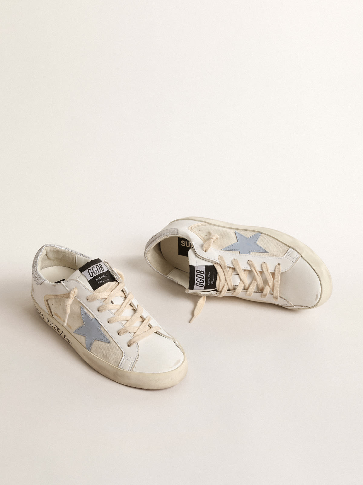 Super-Star LTD con stella azzurra e talloncino in pelle argento
