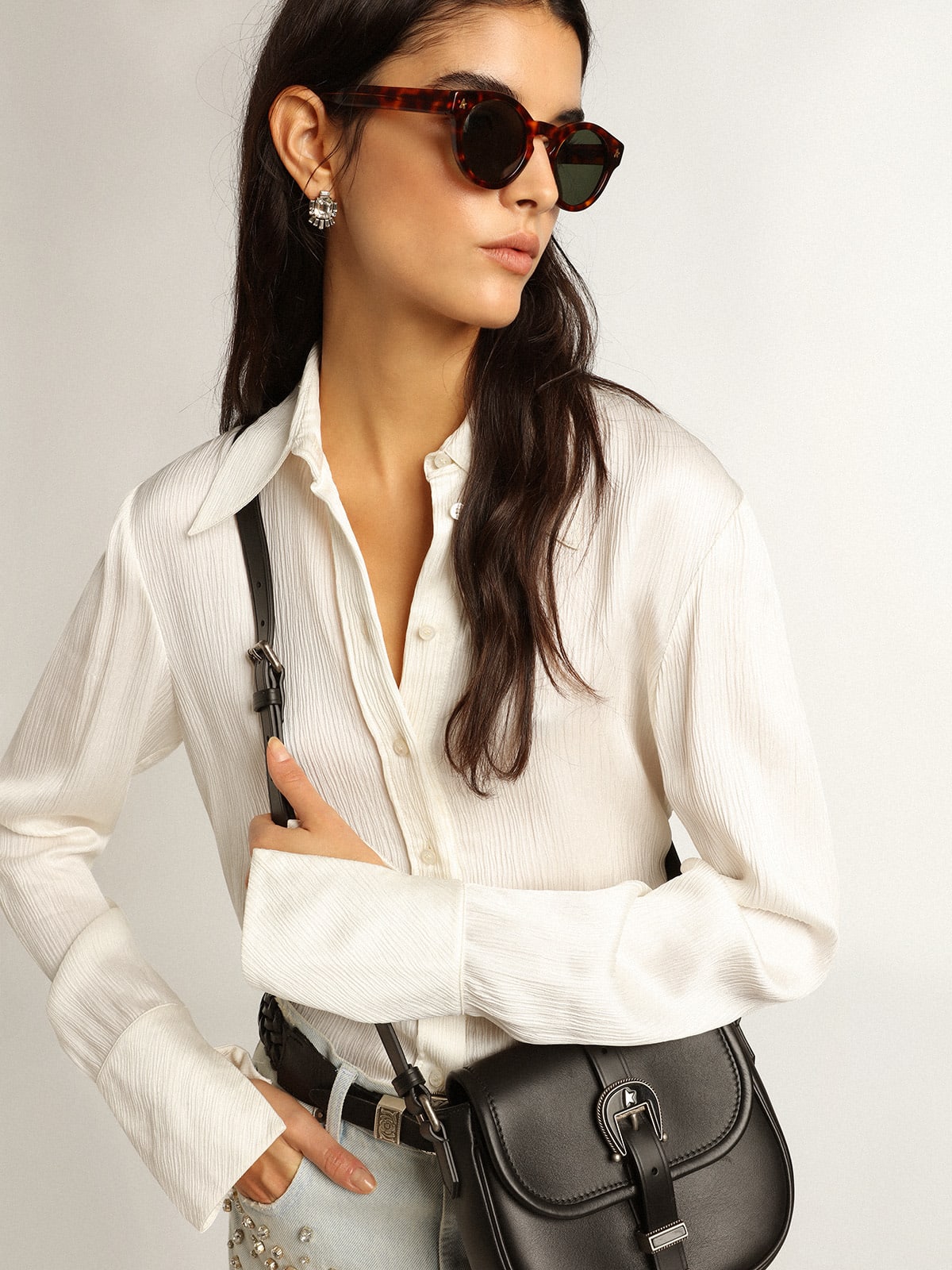 Camicia slim fit color pergamena