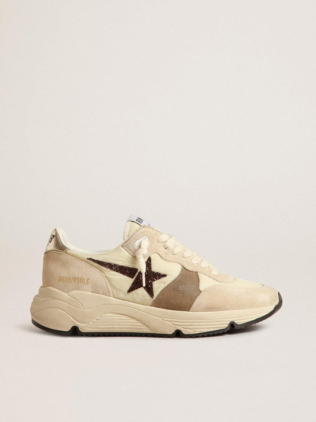 Running Sole LTD in nylon e suede crema con stella in glitter