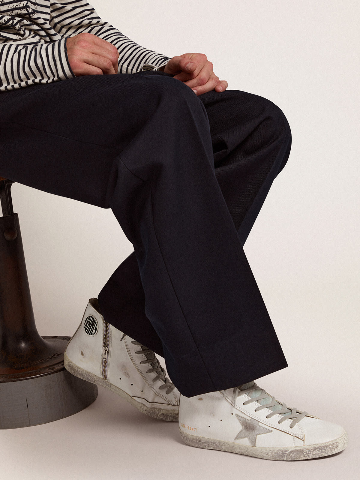 Sneakers Francy in pelle con stella in camoscio argentato