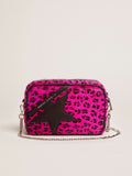Borsa Mini Star Bag in cavallino leopardato fucsia e stella in pelle nera