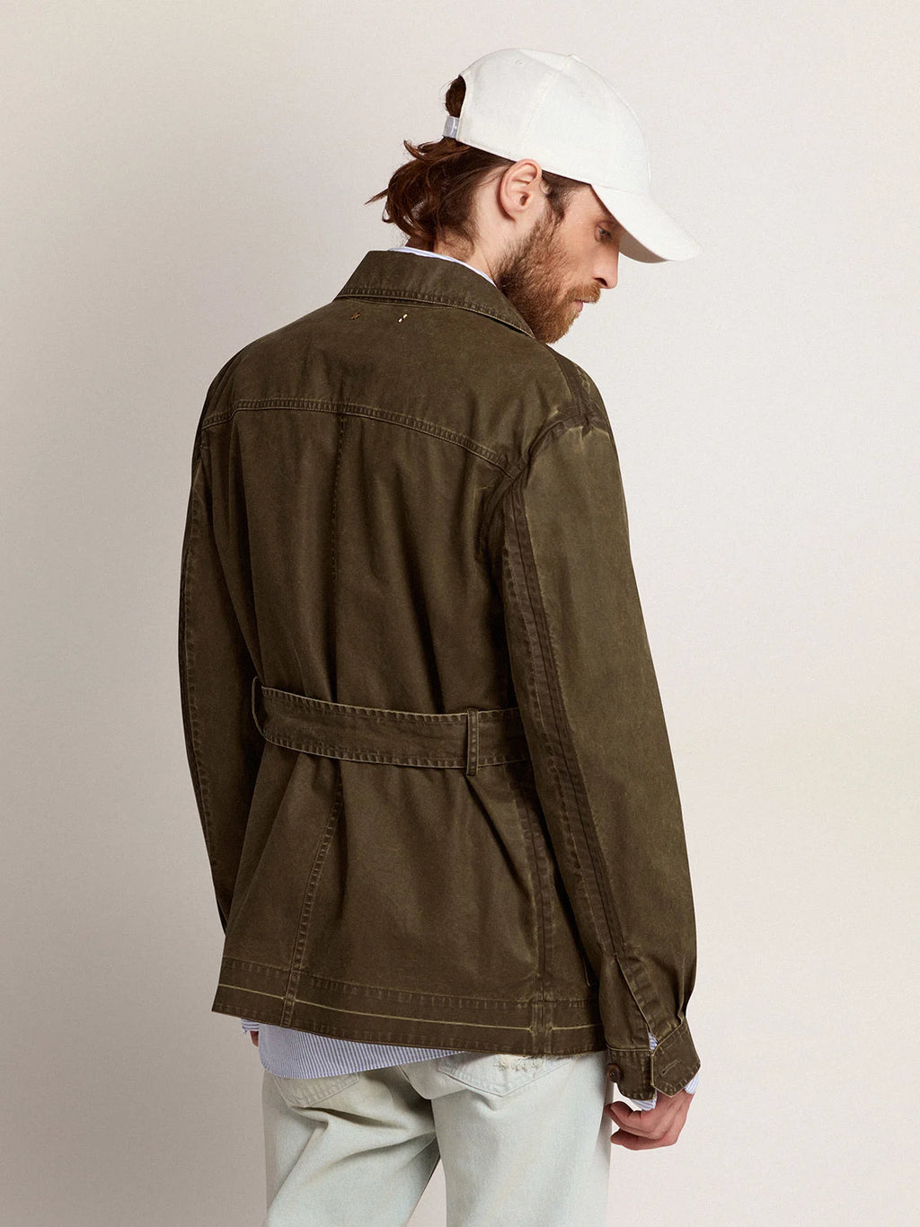 Giacca sahariana Collezione Golden in canvas verde militare