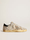 Sneaker Super-Star uomo in cavallino zebrato con stella in suede color tortora