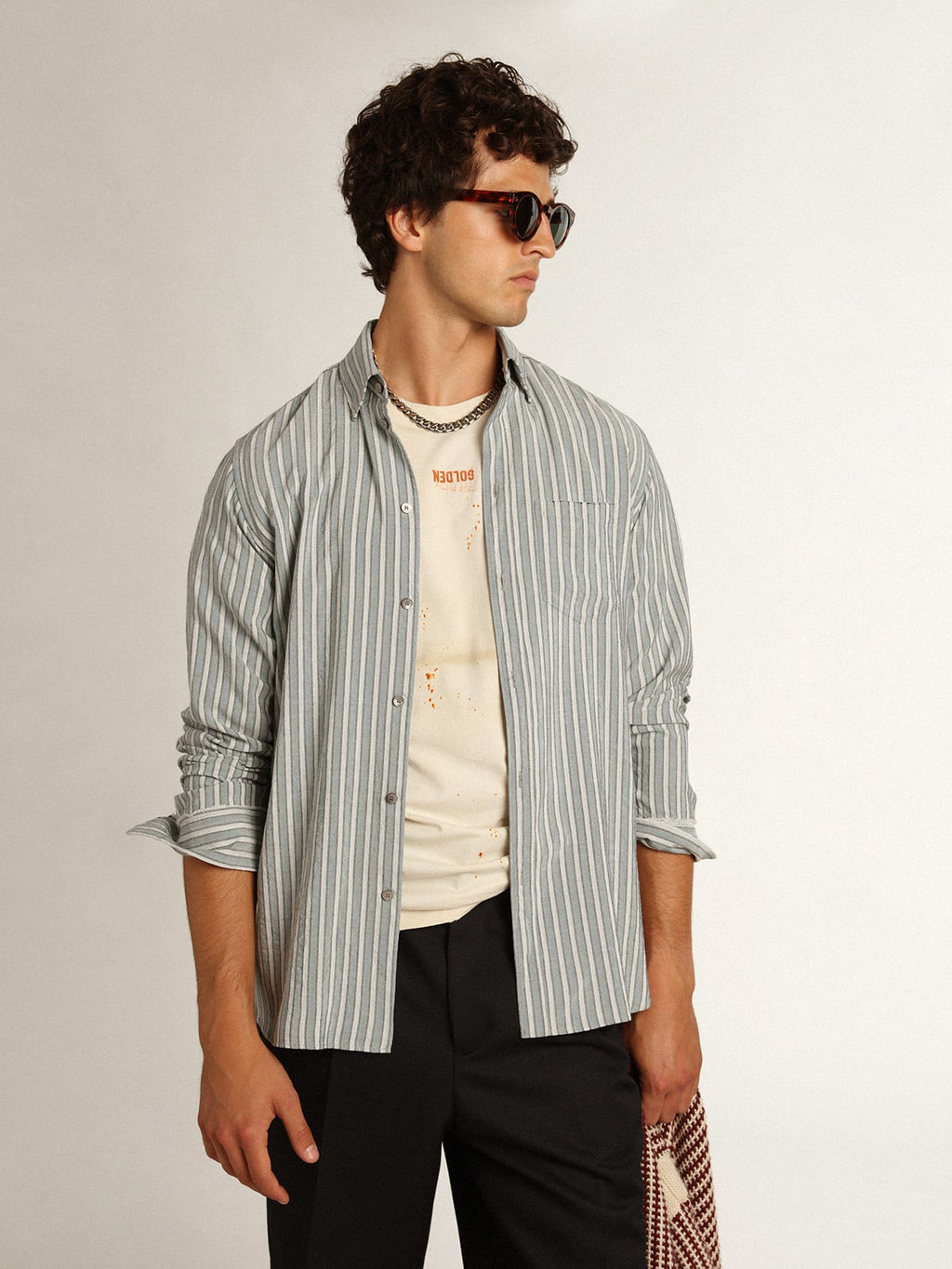 Camicia uomo Collezione Journey con righe di colore acqua