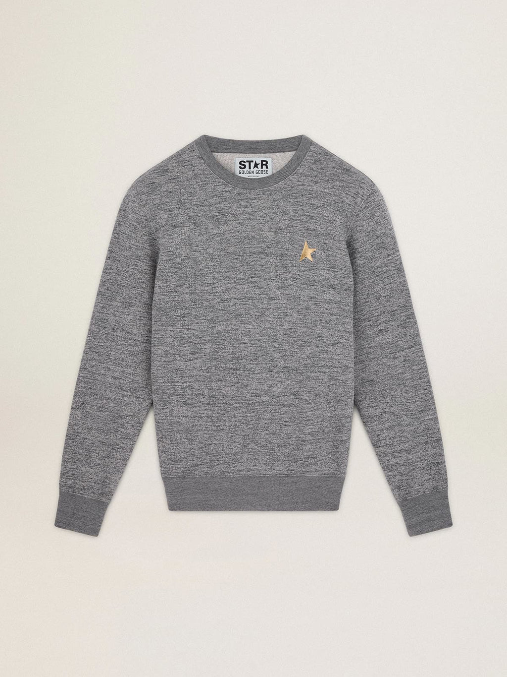 Felpa Archibald Collezione Star in cotone grigio mélange con stella color oro a contrasto sul davanti