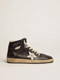 Sneaker Sky-Star in nappa nera con stella in nappa bianca