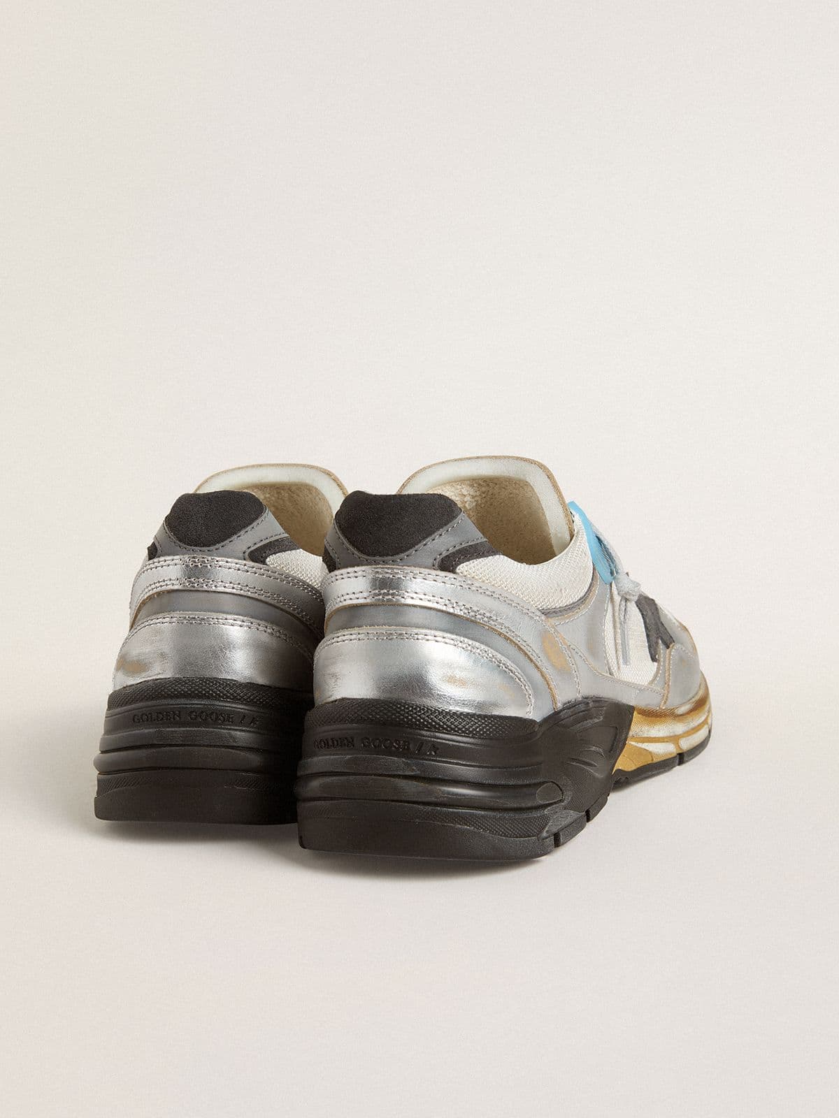 Men's Dad-Star in mesh and silver foiled leather with black leather star