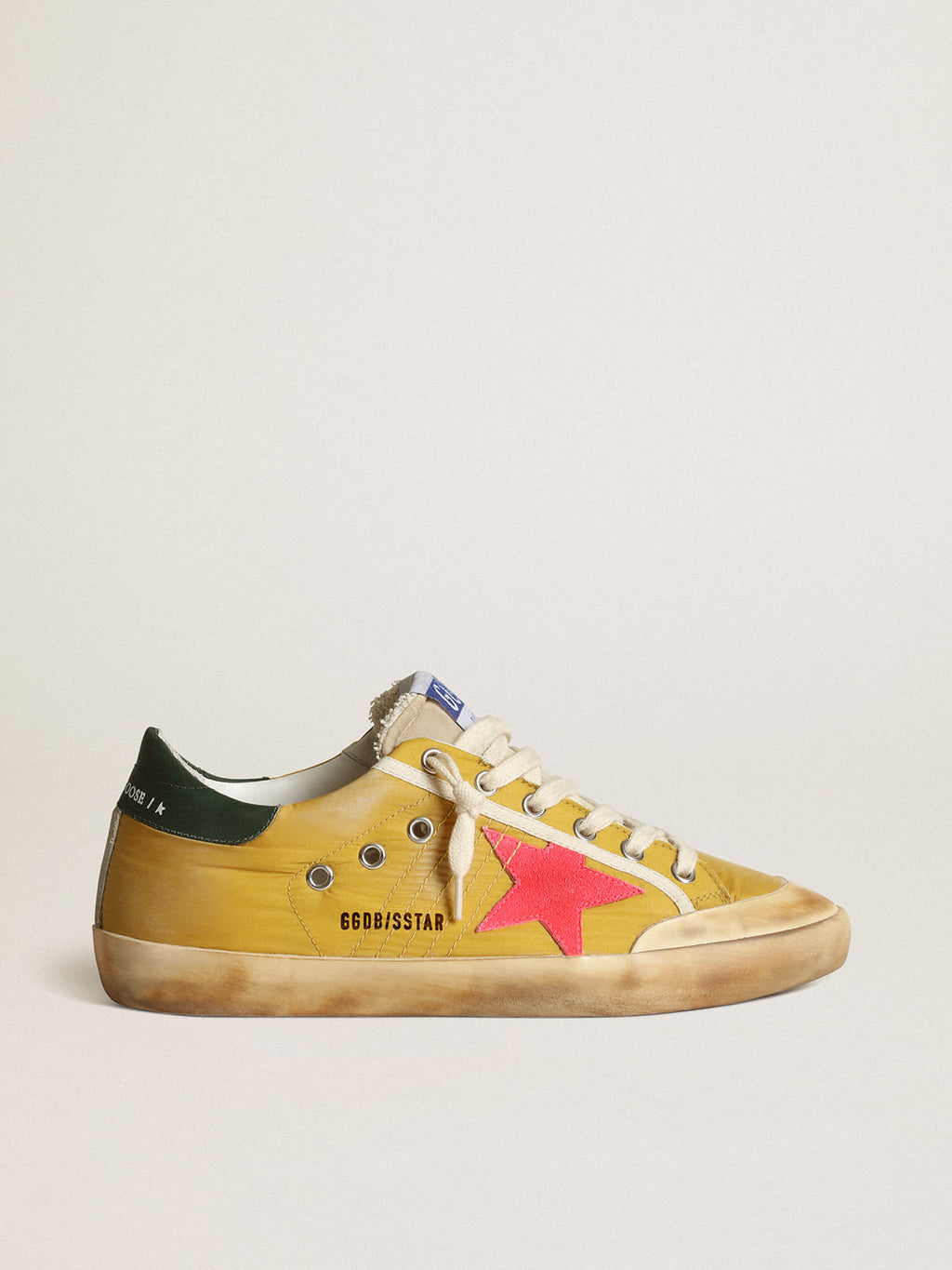 Sneaker Super-Star Penstar in nylon color senape con stella in suede color aragosta fluo