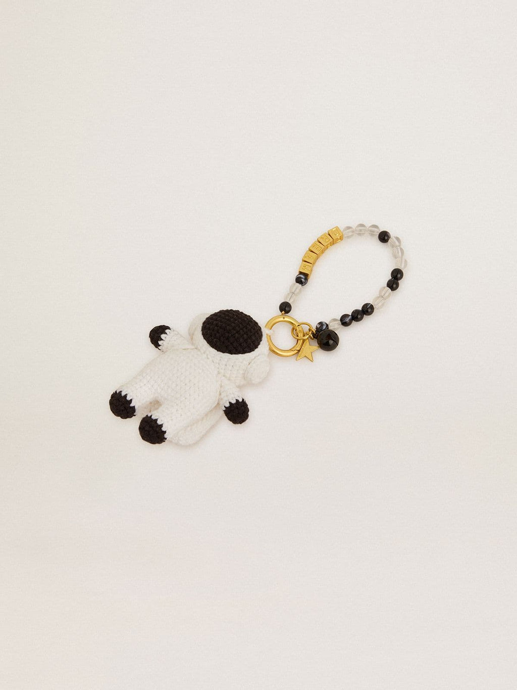 Baby astronaut charm in cotton crochet with bead chain