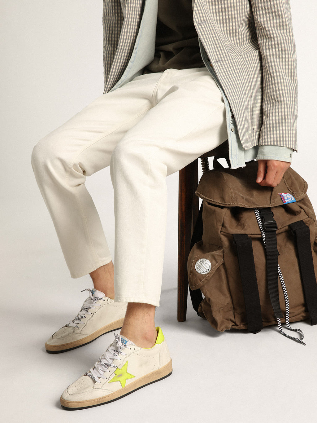 Sneaker Ball Star LTD con stella e talloncino in pelle color verde lime