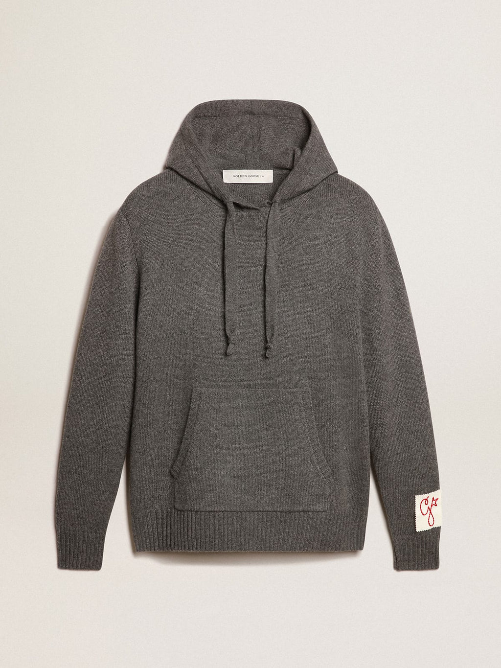 Felpa donna misto cashmere color grigio con cappuccio