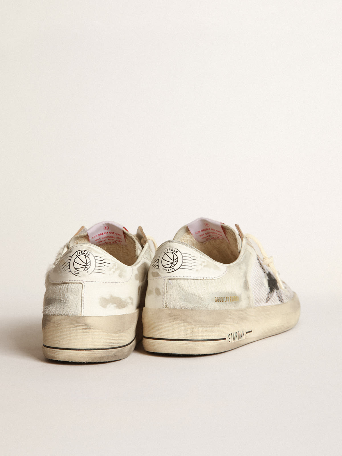 Sneaker Stardan LAB in cavallino e pelle bianchi con stella in suede nero
