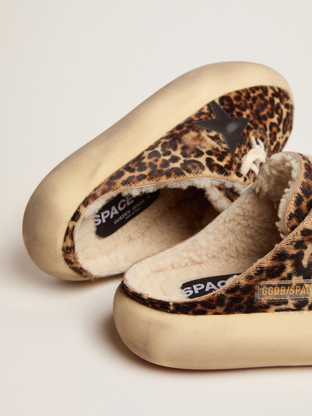 Scarpe Space-Star Sabot in cavallino animalier e fodera in shearling