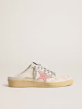 Ball Star Sabot in nappa bianca con stella in pelle rosa antico