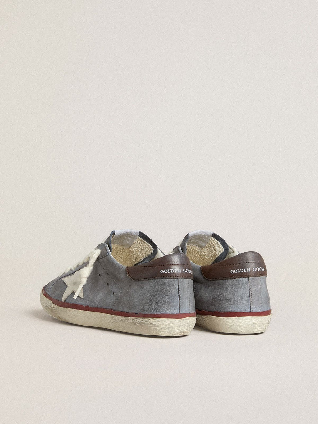 Super-Star LTD in light blue nubuck leather with white leather star and brown leather heel tab