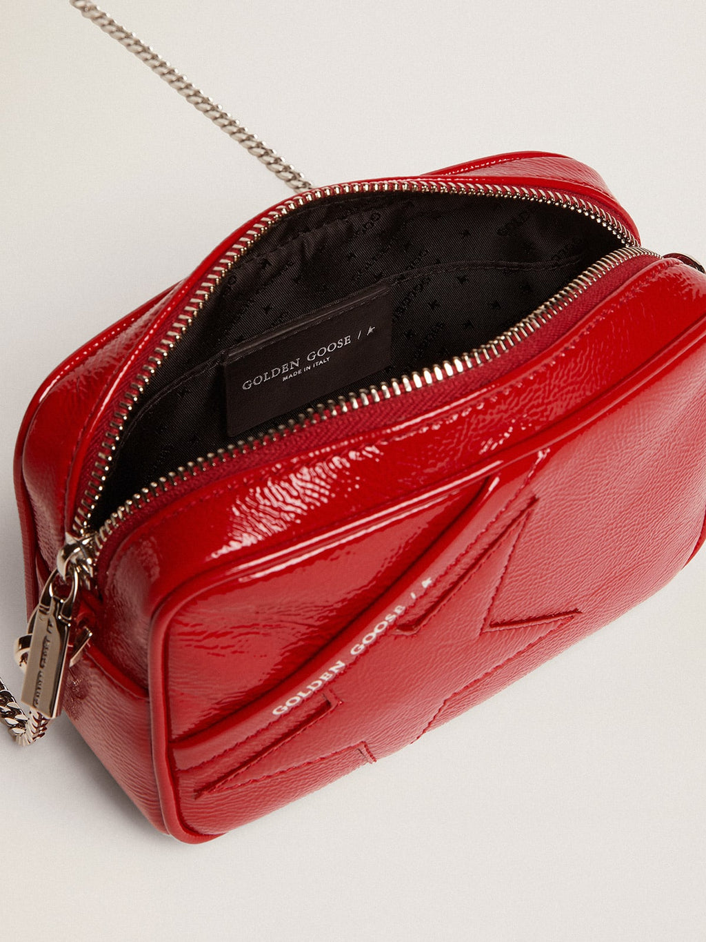 Borsa Mini Star Bag in pelle verniciata rossa e stella ton sur ton