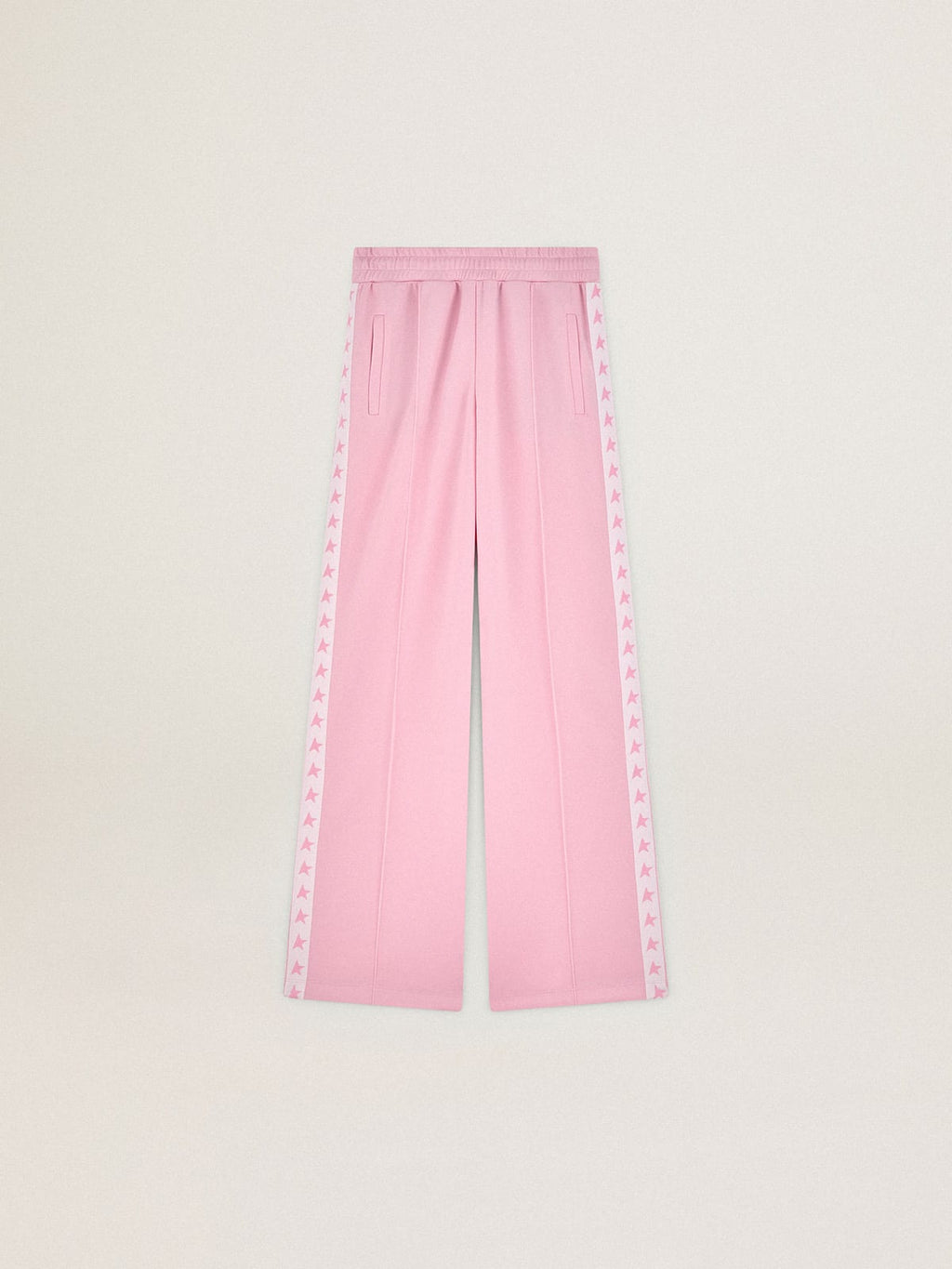 Pantalone jogging da donna di colore rosa con stelle rosa sui lati