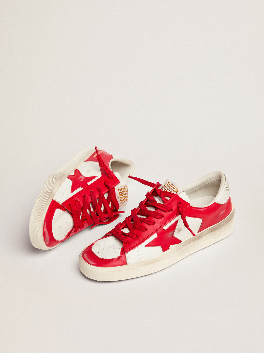 Sneaker Stardan donna in pelle bianca e rossa