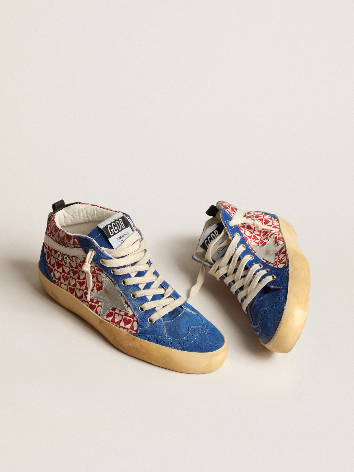 Mid Star Donna in canvas con stampa a cuori e stella argento