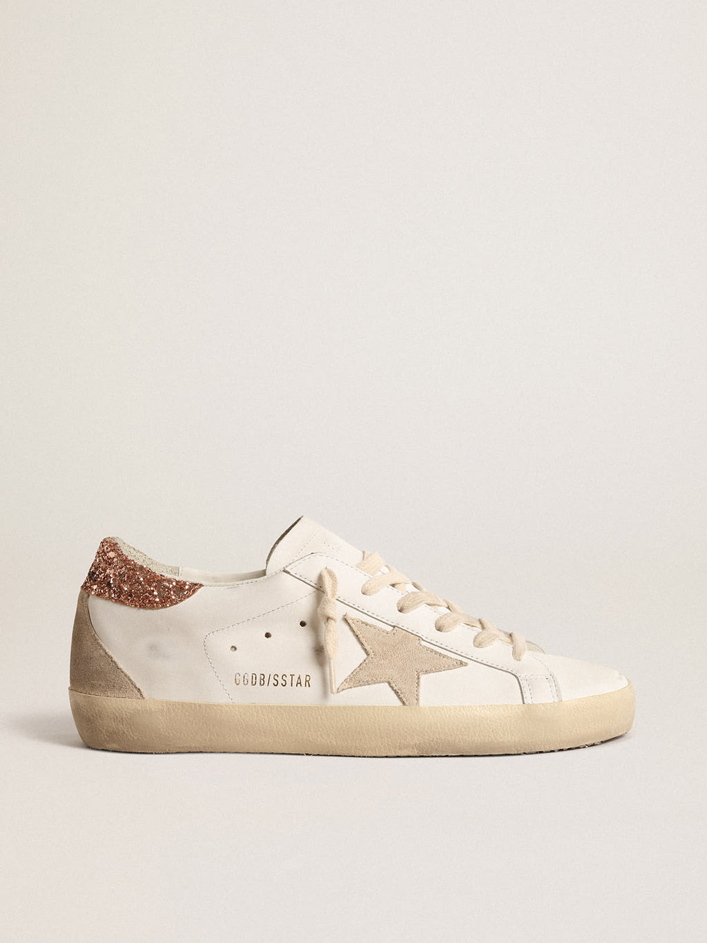 Super-Star con stella in suede e talloncino in glitter rosa pesca