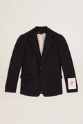Blazer monopetto da uomo in gabardine di lana blu scuro