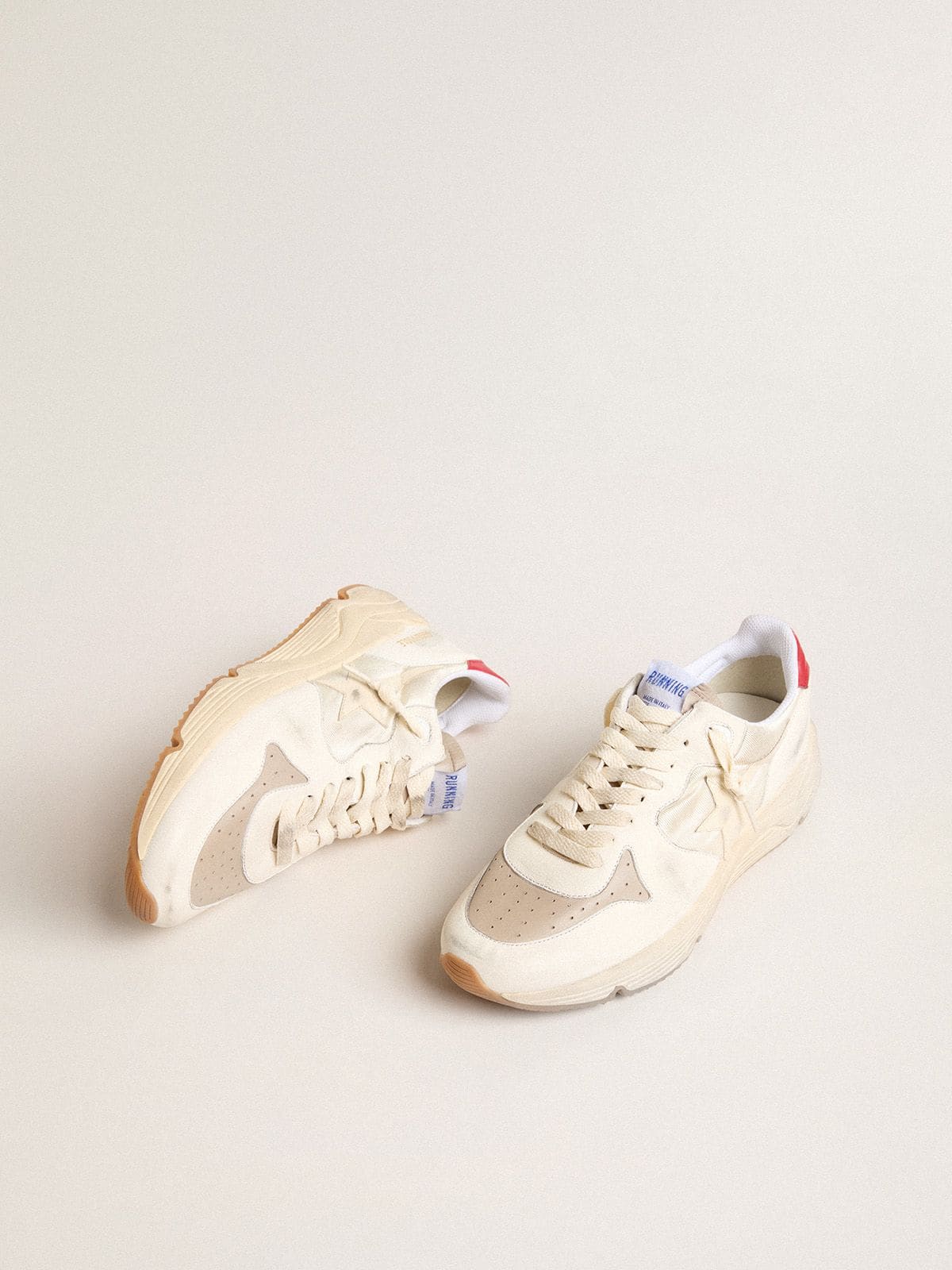 Men’s Running Sole in nappa leather with beige leather star and red heel tab