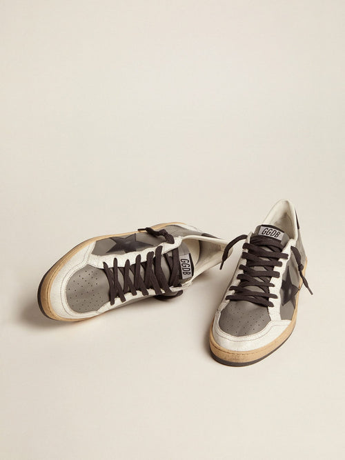 Ball Star in pelle grigia con stella e talloncino in pelle nera