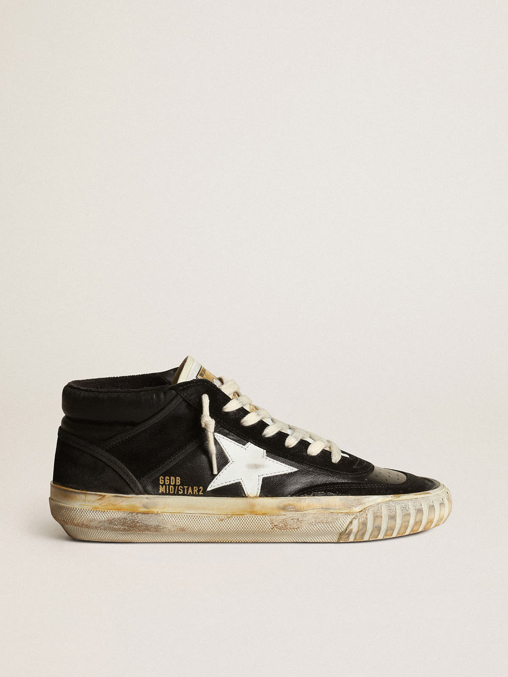 Mid Star Donna in nappa e suede neri con stella in pelle bianca