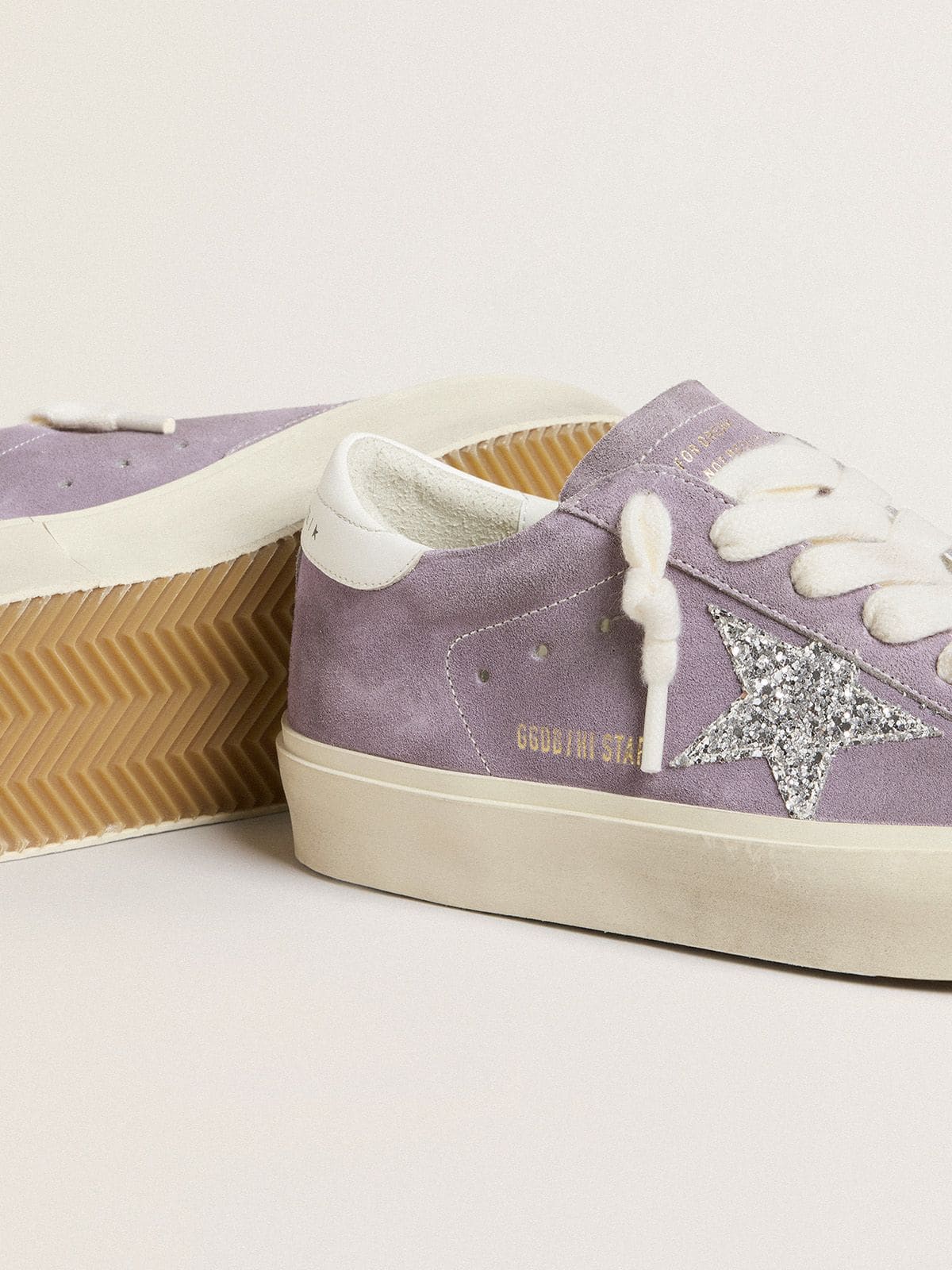 Women's Hi Star in purple suede with silver glitter star