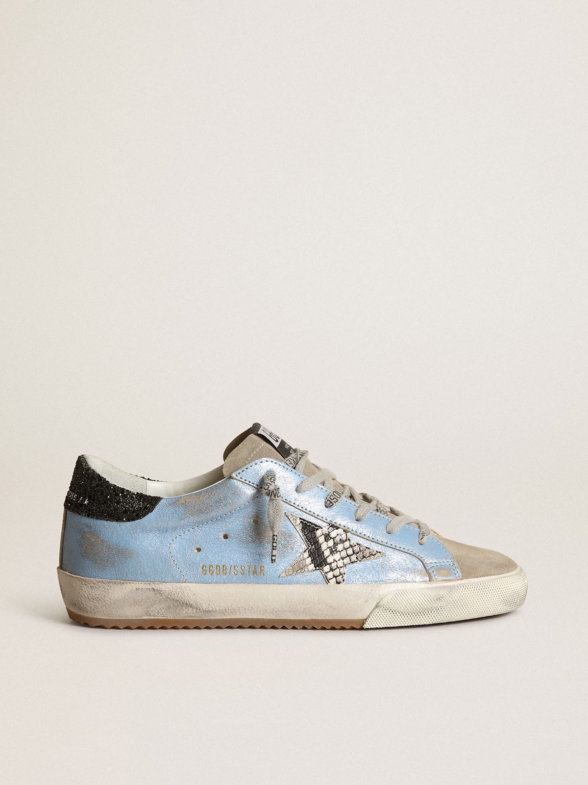 Super-Star azzurra con stella grigia e talloncino in glitter