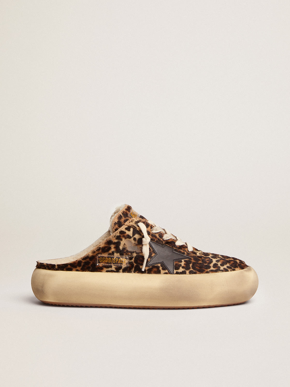 Scarpe Space-Star Sabot in cavallino animalier e fodera in shearling