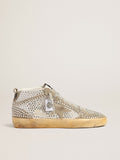 Mid Star in suede bianco e tortora con cristalli Swarovski