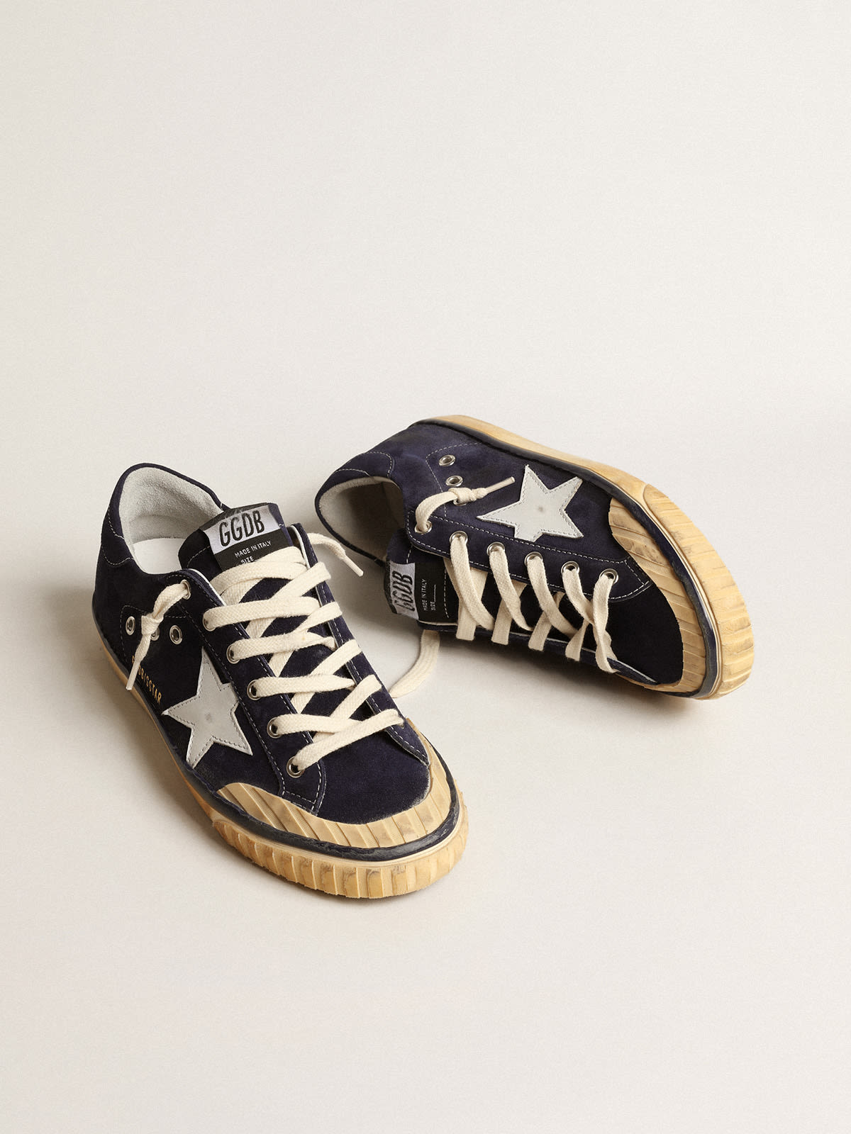Super-Star Penstar Donna LTD in suede blu con stella bianca