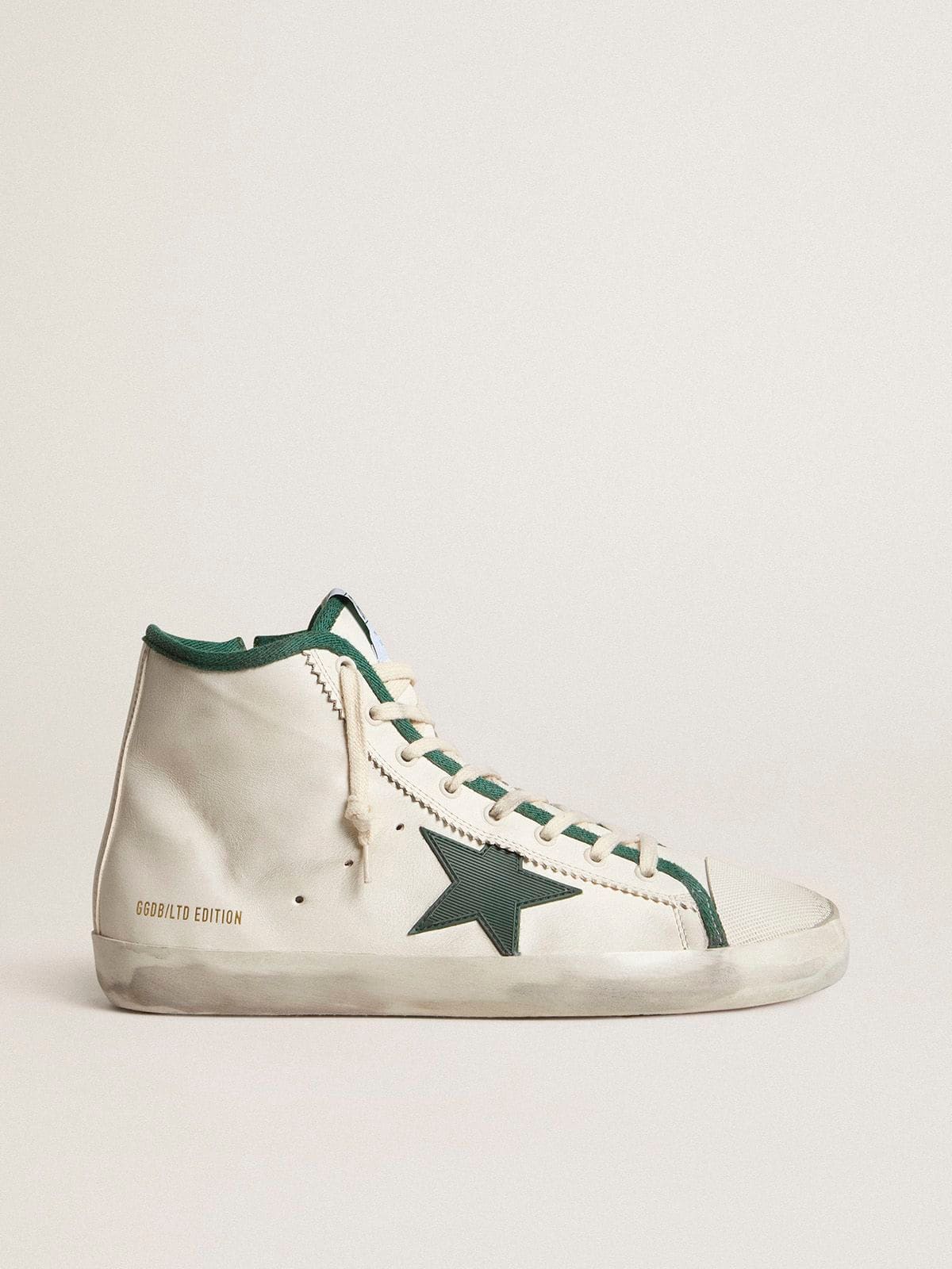 Men's Francy LTD in white nappa leather with green rubber star