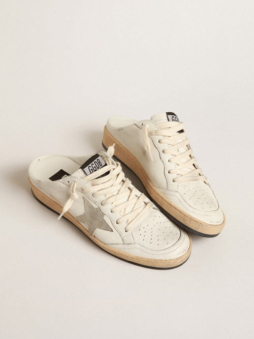Ball Star Sabot in nappa con stella in suede grigio ghiaccio