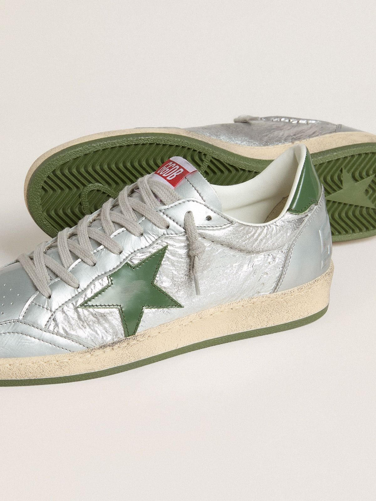Men's Ball Star in silver nylon with green leather star and heel tab